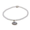 Waxing Poetic Sterling Silver Bead Mother of Pearl 'R' Stretch Bracelet