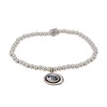 Waxing Poetic Sterling Silver Bead Mother of Pearl 'M' Stretch Bracelet