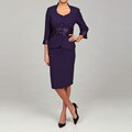 Dana Kay Women's Plum Four-button Skirt Suit