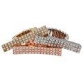 Tri-color Pave-set Clear Crystal Elongated Bar Stretch Rings (Set of 3)