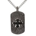 Silvertone Men's European Cross Antiqued Dog Tag Necklace