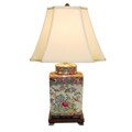 Rose Medallion Square Jar Porcelain Table Lamp