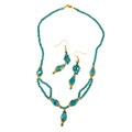 Goldtone Green Crystal Necklace and Earring Set (Pakistan)