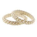 Set of 2 White Faux Pearl Wrapped Bangle Bracelets (Pakistan)
