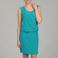 Gabby Skye Women's Turquoise Drape Dress