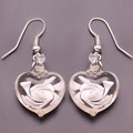 Bleek2Sheek Steel White Glass Flower Heart Earrings