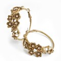 Sweet Romance Bronzetone Pewter Primrose Hoop Earrings