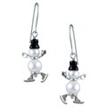 Silvermoon Silver FW Pearl and Onyx Snowman with Gloves Earrings