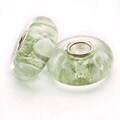 Bleek2Sheek Glass Light Green with White Flowers Charm Beads (Set of 2)