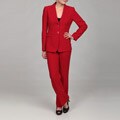 Tahari Women's Red Two-button Pant Suit
