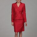 Tahari Women's Lipstick Red Pleat Detail Skirt Suit