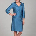 Tahari Women's Lapis Three-button Skirt Suit