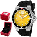 Swiss Legend Men's 'Abyssos' Yellow Dial Black Silicon Automatic Watch