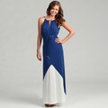 London Times Women's Blue/ White Maxi Dress