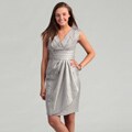 London Times Women's Steel Grey Pleated Dress