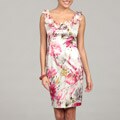 London Times Women's Ivory/ Pink Floral Ruffle Dress