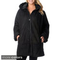 Excelled Women's Plus Size Black Faux Shearling Coat