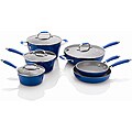 Michelle B's Blue 10-piece Forged Aluminum Cookware Set