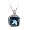 Glitzy Rocks Silver London Blue and White Topaz Square Necklace