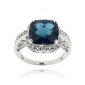Glitzy Rocks Sterling Silver London Blue and White Topaz Square Ring