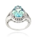 Glitzy Rocks Sterling Silver Blue Topaz and Cubic Zirconia Ring