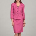 Tahari Women's Fuchsia Three-button Skirt Suit