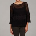 Cupio Women's Black Knit and Lace Sweater
