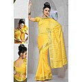 Yellow Golden Border Fabric Sari (India)