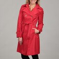 Calvin Klein Women's Tomato Red Belted Trench Coat