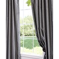 Storm Grey Vintage Faux Textured Dupioni Silk 108-inch Curtain Panel