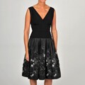 SL Fashions Women's Black/ Silver Taffeta Party Dress