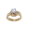 18k Yellow Gold CZ and 1/5ct TDW Diamond Engagement Ring (H-I, SI1-SI2)