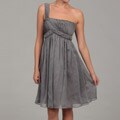 JS Collections Women's Charcoal Ruched One-shoulder Dress