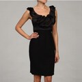 JS Collections Women's Black Ruffle Neck Dress