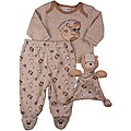 Vitamins Baby Boys Cowboy Bear Footed Pajama Set with Blanket Buddy