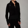 Calvin Klein Performance Women's Black Ribbed Foldover Collar Jacket