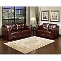 Torrance Italian Leather Burgundy Sofa and Loveseat Set