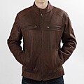United Face Men's Vintage Brown Italian Lambskin Moto Racer Leather Jacket