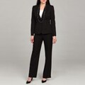 Tahari Women's Black/ Beige/ Brown Pinstripe Pant Suit
