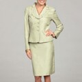 Tahari Women's Pistachio Green Ruffle Skirt Suit