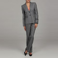 Tahari Women's Grey Three-button Plaid Pant Suit