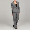 Tahari Women's Grey One-button Ruched Pant Suit