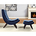 Albury Blue Velvet Chair and Ottoman Set