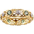 Michael Valitutti 14k Gold Green Apatite and Diamond Eternity Ring