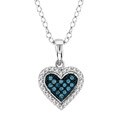 10k White Gold 1/6ct TDW Blue and White Diamond Heart Pendant (H-I, I2)
