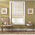 Taos Cordless Off-white Striped Fabric Roman Shade (35 in. x 72 in.)