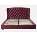 Presidio Burgundy Tufted Upholstered Eastern King-size Bed