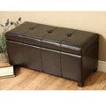 Warehouse of Tiffany Ariel Brown Leather Storage Bench