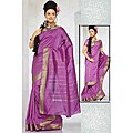 Lavender Green Sari Fabric with Golden Border (India)