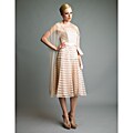 Issue New York Women's Beige Striped Chiffon Tea-length Dress with Shawl